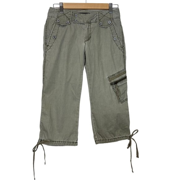 Vintage EXPRESS Womens Capri Green Cropped Pants Size 0 - Picture 1 of 8